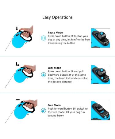 Philorn 5m Retractable Dog Leash - Flexible One-Button Blocking Non-Slip Handle Reflective & Safe for Medium to Large Dogs (Up to 50kg) - Blue Color - Buy Online on GoSupps.com