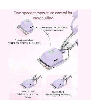Sonew Heated Eyelash Curler Fast Charging Electric Eyelash Curler Long Lasting Curling with Metal Electric Heat 2 in 1 for Women and Girls (Purple) - Buy Online on GoSupps.com