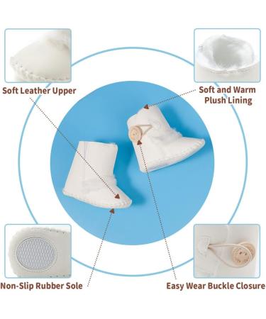 Sonsage Infant Baby Snow Boots | Anti-Skid Sole Ankle Booties | Winter Warm Crib Shoes | 12-18 Months | White - Buy Online on GoSupps.com