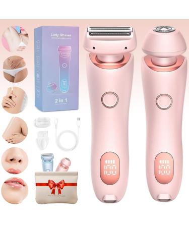 Duskofficial Razor Duskofficial The Glide Pro 3.0 Waterproof Electric Razor 2 in 1 Electric Waterproof Shaver Razors Bikini Trimmer for Women Painless Hair Removal Removable Head (Pink)