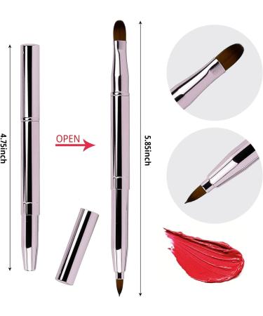 Portable Dual End Lipstick Brush with Cap - Perfect for Lip Contours & Concealer, Ideal as Christmas Gift (Pink) - Buy Online on GoSupps.com