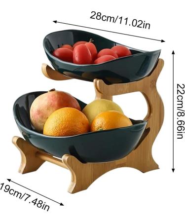 Fruit Bowl for Kitchen Counter 2 Tier Countertop Fruit Basket - Food Server Display Stand Candy Dish Shelves Fruit Bowl for Kitchen Counter Laoxi Malachite Green Double Layer - Buy Online on GoSupps.com