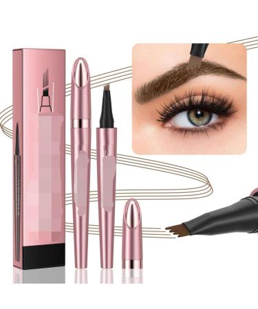 Eyebrow Pencil With 4 Fork Tip Easily Create Long-lasting Natural Eyebrow Makeup 3D Microblading Eyebrow Pencil Waterproof & Stain Resistance Eyebrow Pen (Dark Coffee)