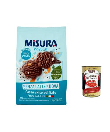 Italian Gourmet E.R. Misura Privolat Biscuits with Cocoa and Puffed Rice | No Milk or Eggs | Buscuits Cookies Pack of 290 g + Polpa Gourmet Italian 400 g