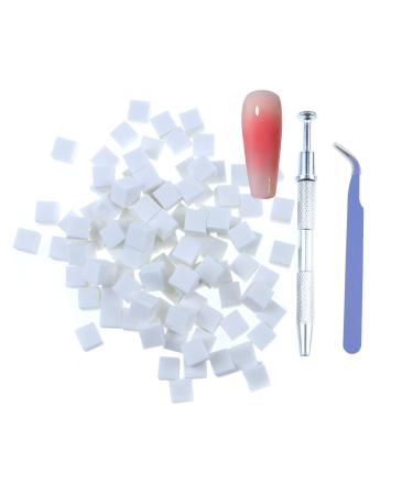 Nail Sponges for Ombre Grabbing Pen Sponge Set 100Pcs for Ombre Nails Ombre Nail Sponge Nail Art Design Kits for Aura Nails Manicure Nail Art Tools Professional Nail Accessories Tweezer Silver