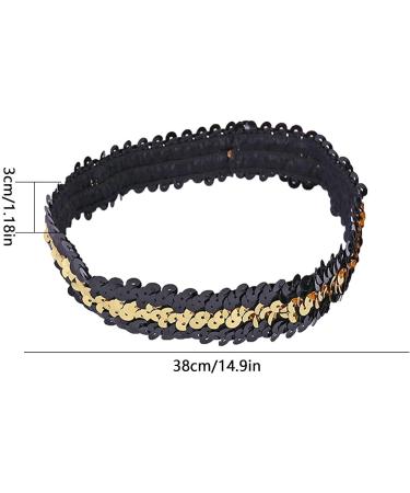 Hairband Elastic Stretch | Hair Bands Fashion | Sequin Headband Elastic | Women's Headbands - Stylish for Teens Girls and Women - Hair Accessories for Volleyball Basketball and Sports Teams Black Gold - Buy Online on GoSupps.com