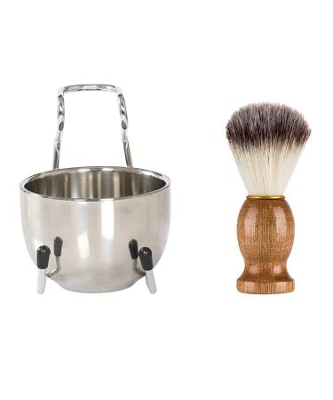 Ruiqas 3 in 1 Shaving Set for Men Shaving Brush Stainless Steel Soap Dish Shaving Brush Holder