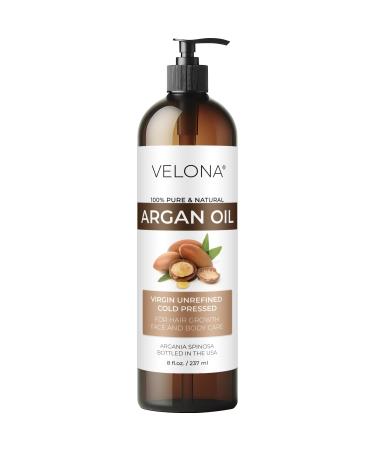 velona Argan Oil - 8 Fl Oz | Morocco Oil | Stimulate Hair Growth Skin Body and Face Care | Nails Protector | Unrefined Cold Pressed | Cap Kit Argan Oil 8 oz