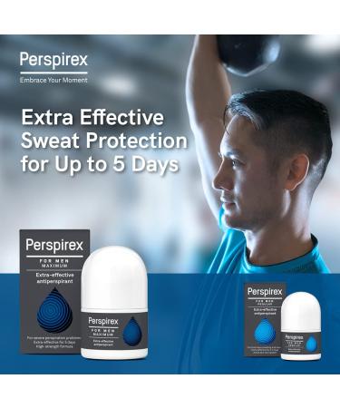 PERSPIREX Men's Maximum Strength Antiperspirant Roll-On - 5 Days Freshness & Sweat Protection 20ml - Buy Online on GoSupps.com