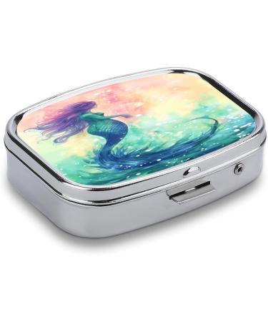 Mermaid Tail Pill Box - Stylish 2 Compartment Medicine Organizer | Portable Metal Pill Case for Pocket & Purse - Buy Online on GoSupps.com