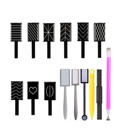 Shogpon 15 pieces of high-quality magnet stick magnet pencil set for perfect cat eyes effect DIY nail art tools use with 3D magnetic cat eye gel nail polish or powder