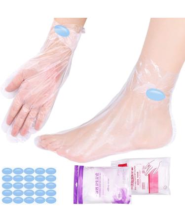 SelfTek 200Pcs Paraffin Wax Bath Liners Disposable Plastic Hand and Foot Bags for Pedicure Hot Spa Wax Treatment Thermal Paraffin Wax Therapy with 200 Stickers for Snug Closure