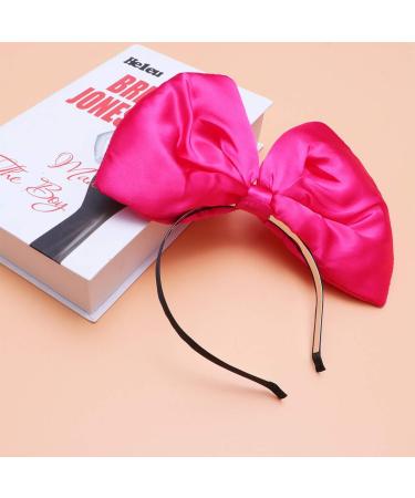 Minkissy Huge Bow Headband Candy Colored Hair Hoop Party Props Lovely Large Bowknot Hairband Party Props for Woman Girl(Rosy) - Buy Online on GoSupps.com