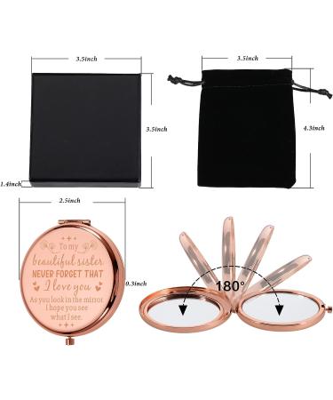Sister Gift Compact Mirror - Inspirational Christmas Birthday Valentines Day Present for Women, Teens, and Besties - Buy Online on GoSupps.com