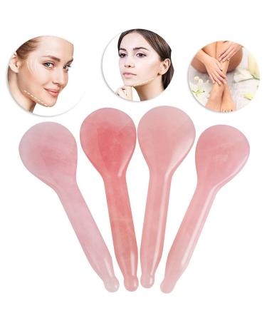 Rose Quartz Spoon Roller Gua Sha Set | Facial Lifting Tool and Massage Kit - Buy Online on GoSupps.com