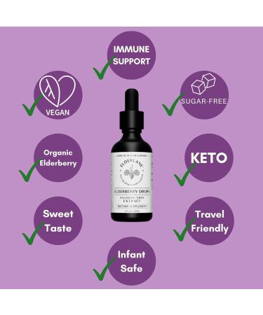 Elderlane Elderberry Drops - Immune Support Liquid Tincture - Keto Alcohol-Free Vegan Formula - Lab-Tested Non-GMO Gluten-Free - 2 Fl Oz - Buy Online on GoSupps.com