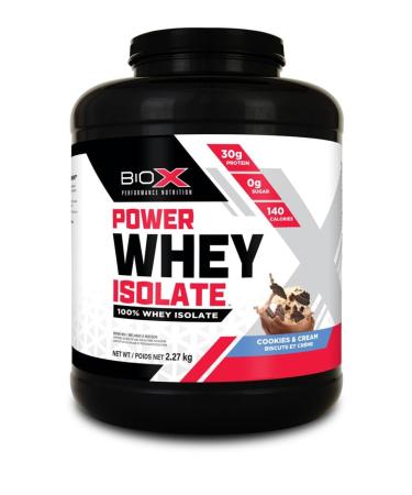 BioX Power Whey Isolate | 100% Ultra-Pure Whey Isolate Protein Powder | 30g Protein Per Serving Sugar Free Low Lactose & Low Carb Protein Powder | 65 Servings 5LB (Cookies & Cream) Cookies & Cream 65 Servings (Pack of 1)