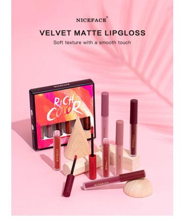 Shop 6 Color Velvet Matte Liquid Lip Gloss | Waterproof & Long Lasting Lipstick for All Skin Types - Buy Online on GoSupps.com