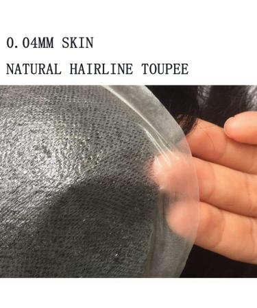 Buy Real Hair Toupet for Men | 0.04mm V-Loop PU Super Thin Skin Hair System - Yanaair European Real Hair Wig (#1b40 Black & Gray) - Buy Online on GoSupps.com