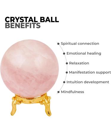 PYOR Rose Quartz Sphere Gem Ball with Stand - Meditation & Feng Shui Crystal Decor for Wealth & Harmony - Buy Online on GoSupps.com