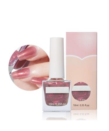 Pink Pearl Nail Polish Varnish Glitter Gel Shimmering Pastel Polish Shell Spiral Rose Golden Quick Dry Mermaids Pearlescent Sparkling Long Lasting No Need Cure DIY Nail Art Manicure Gift for Women