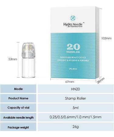 Hydra Needle 20 Derma Stamp Microneedling Pin Length 1.5 mm Serum Applicator Bottle Reusable for Anti-aging Skin Care Hair Beard Growth Stimulation - Buy Online on GoSupps.com