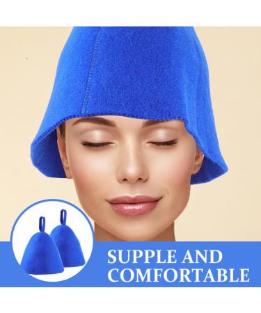 Yardwe 2-Piece Wool Felt Sauna Hat Set for Men & Women - Blue Water-Absorbing Shower Cap for Hair Protection - Buy Online on GoSupps.com
