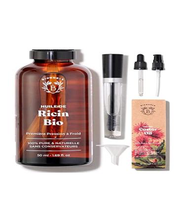 Bionoble Organic Castor Oil & Argan Oil Bundle - 100% Pure Cold-Pressed | Vegan Cruelty-Free | 50ml Each for Face Body Hair & Beard - Glass Bottle With Pump - Buy Online on GoSupps.com