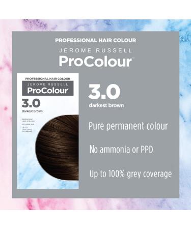 Jerome Russell ProColour Darkest Brown 3.0 Permanent Hair Colour Ammonia Free Hair Dye for Full Grey Coverage Shine & Colour Retention with Brazil Nut Oil - Buy Online on GoSupps.com