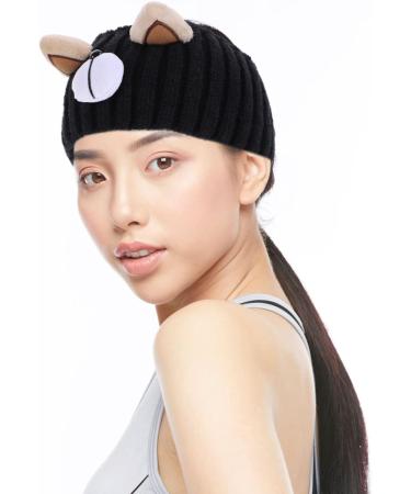 minkissy Knit Headbands Cartoon Braided Crochet Headbands Elastic Turban Head Wraps Cable Knit Winter Ear Warmers for Women Girls Black - Buy Online on GoSupps.com