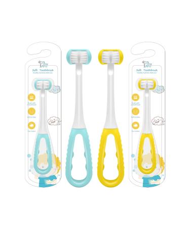3 Sided Toddler Toothbrush Soft Bristles Kids Toothbrush Autism Sensory Toothbrush 3 Sided Toothbrush Kids Silicone Elastic Brush Heads Gentle Clean Each Tooth