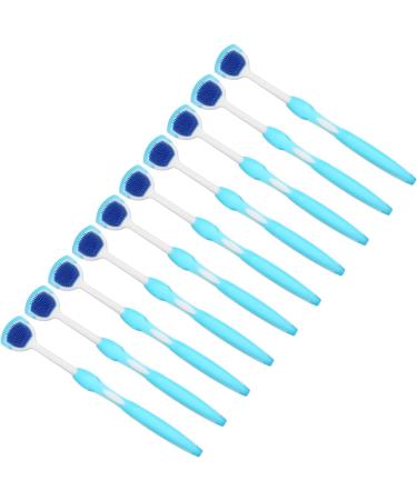 10-Piece Tongue Scraper Set - Long Handle Ergonomic Silicone Cleaning Brush for Oral Health & Fresh Breath - Blue - Buy Online on GoSupps.com