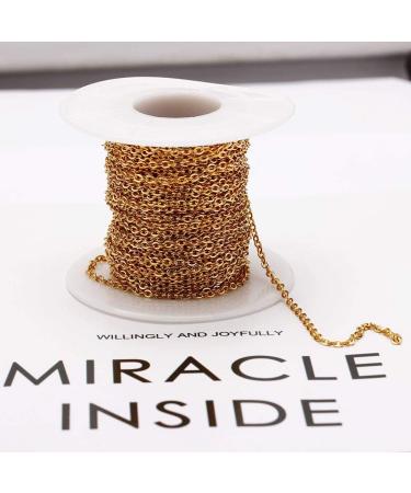 33ft 18K Gold Stainless Steel Flat Cable Chain Link Spool Bulk with 20 Lobster Clasps and 50 Jump Rings - 1.5mm Width for Pendant Necklace DIY Jewelry Making - Buy Online on GoSupps.com