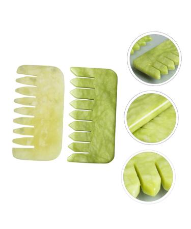 Beavorty Jade Massage Comb - Natural Gua Sha Tools for Scalp Massage & Hair Loss Relief | Green Ridge & Yellow Jade - Buy Online on GoSupps.com