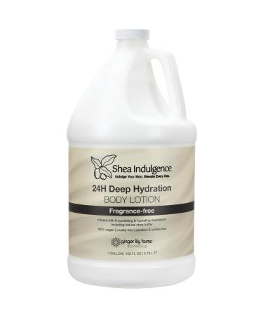 Ginger Lily Farms Botanicals Shea Indulgence 24H Deep Hydration Body Lotion 100% Vegan & Cruelty-Free Fragrance-Free 1 Gallon (128 fl oz) Refill Fragrance Free