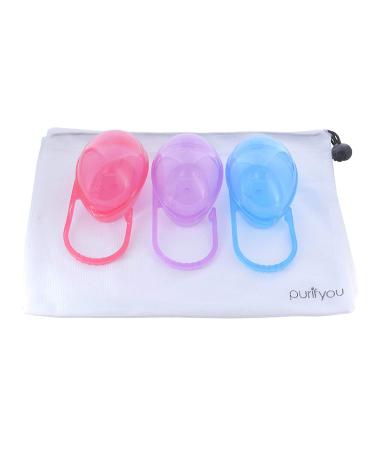 Purifyou PurePouch BPA-Free Pacifier and Nipple Shield Cases - Set of 3 Girl | Diaper Bag & Stroller Case | Travel Pacifier Box for Clean Binkies - Buy Online on GoSupps.com