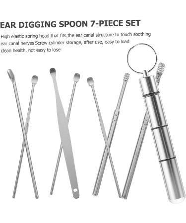 Healvian Ear Cleaning Kit - Set of 4 Stainless Steel Ear Picking Spoons - Silver Rotary Tool (10X1.5CM) - 4 Sets Included - Buy Online on GoSupps.com