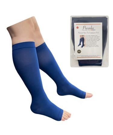 Premium Sheer 15-20 mmHg Moderate Compression Leg Calf Open Toe Socks 0 Navy