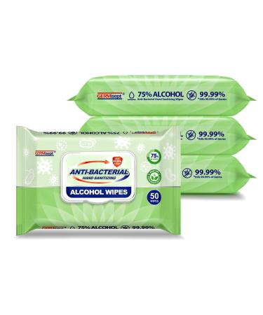 Germisept 75% Alcohol Antibacterial Hand Sanitizing Wipes 4 Packs of 50 Count / Pack 200 Wipes 50 Count (Pack of 4) - Buy Online on GoSupps.com