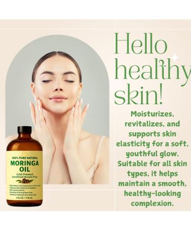 Pomberries Moringa Oil 100% Pure Cold-Pressed & Unrefined Moringa Seed Oil for Face Skin Hair & Body Hydrating Anti-Aging Moisturizer 4 fl oz Amber Glass Bottle - Buy Online on GoSupps.com