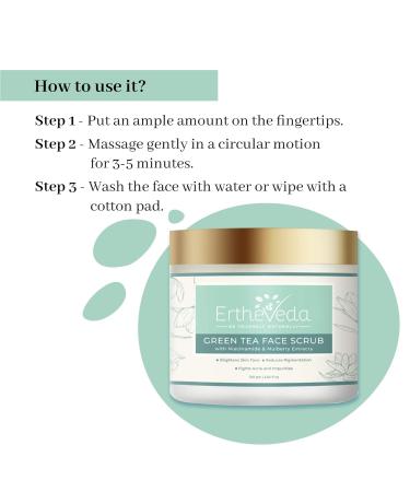 Green Tea Face Scrub with Niacinamide & Mulberry | Acne Tan & Dirt Removal | Vegan Paraben-Free | 100g - All Skin Types - Buy Online on GoSupps.com