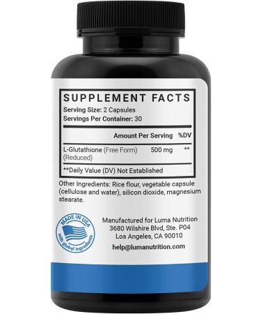 Premium Reduced Glutathione 500mg Capsules - Antioxidant & Liver Detox Support - Buy Online on GoSupps.com