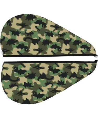 Hair Towel Wrap with Button - Quick Drying Towel Turban for Kids & Adults (Camouflage Dinosaur Design - Buy Online on GoSupps.com