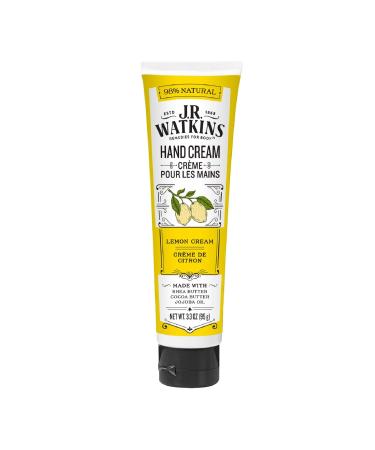 J.R. Watkins Natural Moisturizing Hand Cream, Hydrating Hand Moisturizer with Shea Butter, Cocoa Butter, and Avocado Oil, USA Made and Cruelty Free, 3.3oz, Lemon Cream, Single Lemon Cream 3.3 Ounce (Pack of 1)