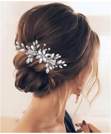 IYOU Crystal Wedding Hair Comb Silver Rhinestone Headpiece Prom Bridal Hair Accessories for Bride and Bridesmaids Silver-B - Buy Online on GoSupps.com