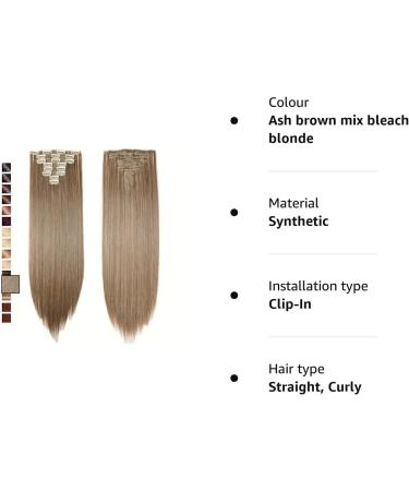 S-noilite 23 Inch Ash Brown Mix Bleach Blonde Clip In Hair Extensions - 8pcs Full Head Set | 60 Color Options | Sexy Lady Fashion Choice - Buy Online on GoSupps.com