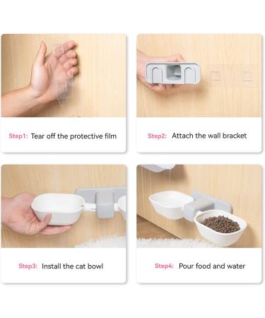 Anti-Spill Elevated Cat Food and Water Bowls Set - Wall Mounted Hanging Cat Bowls for No Vomiting, Dishwasher Safe - Buy Online on GoSupps.com