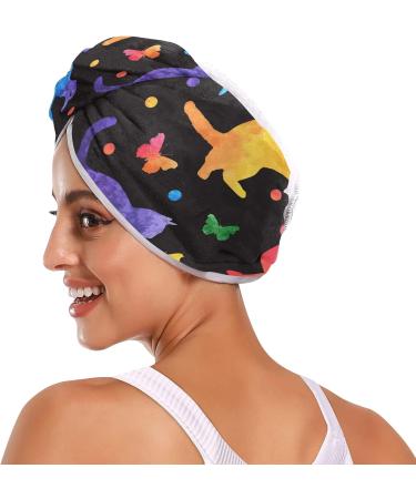 Colorful Cute Cat Microfiber Hair Towels for Women - 2 Pack Quick Dry Turbans for Effortless Hair Drying - Buy Online on GoSupps.com