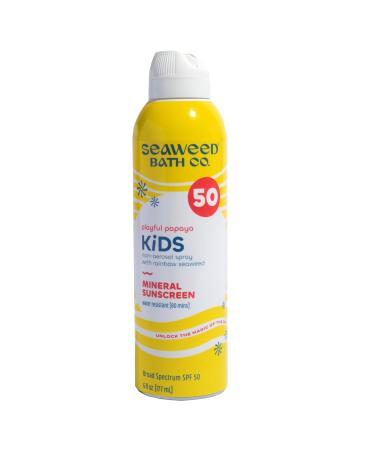 Seaweed Bath Co. Kid's on the Move Mineral SPF 50 Broad Spectrum Zinc Oxide Sunscreen Spray 6 Oz. Water Resistant Tear Free Children's Sunblock 6 Fl Oz (Pack of 1)