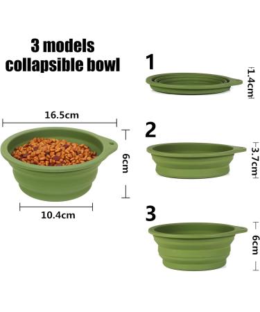 Slson 2-Piece Collapsible Travel Bowl for Dogs & Cats | Portable Silicone & Plastic Food Bowl for Camping - 600ml Green - Buy Online on GoSupps.com